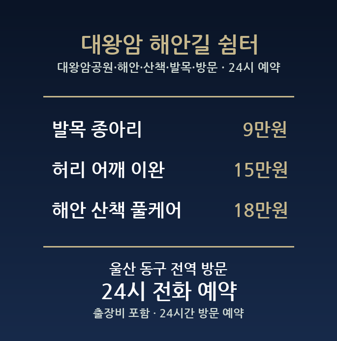 일산동 출장마사지 - 대왕암공원 해안 산책 발목 방문 홈케어