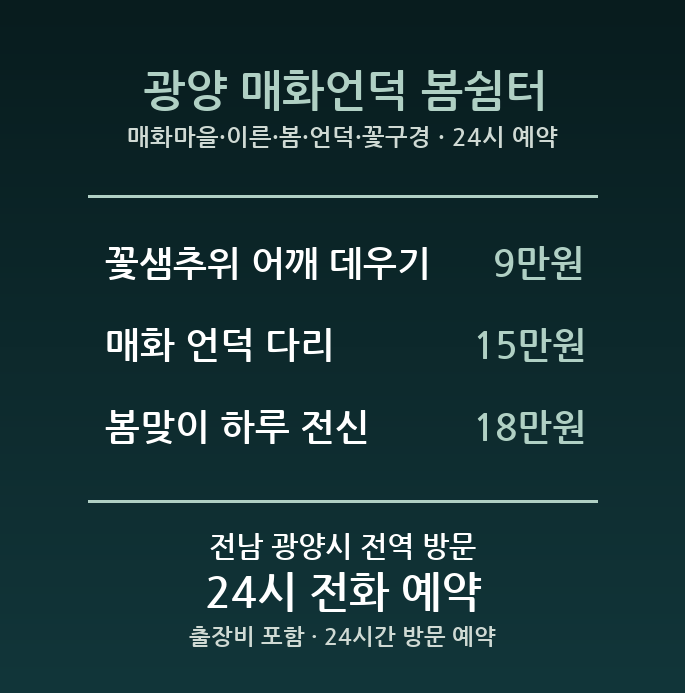 광양 출장마사지 - 매화마을 이른 봄 언덕 꽃구경 방문 홈케어